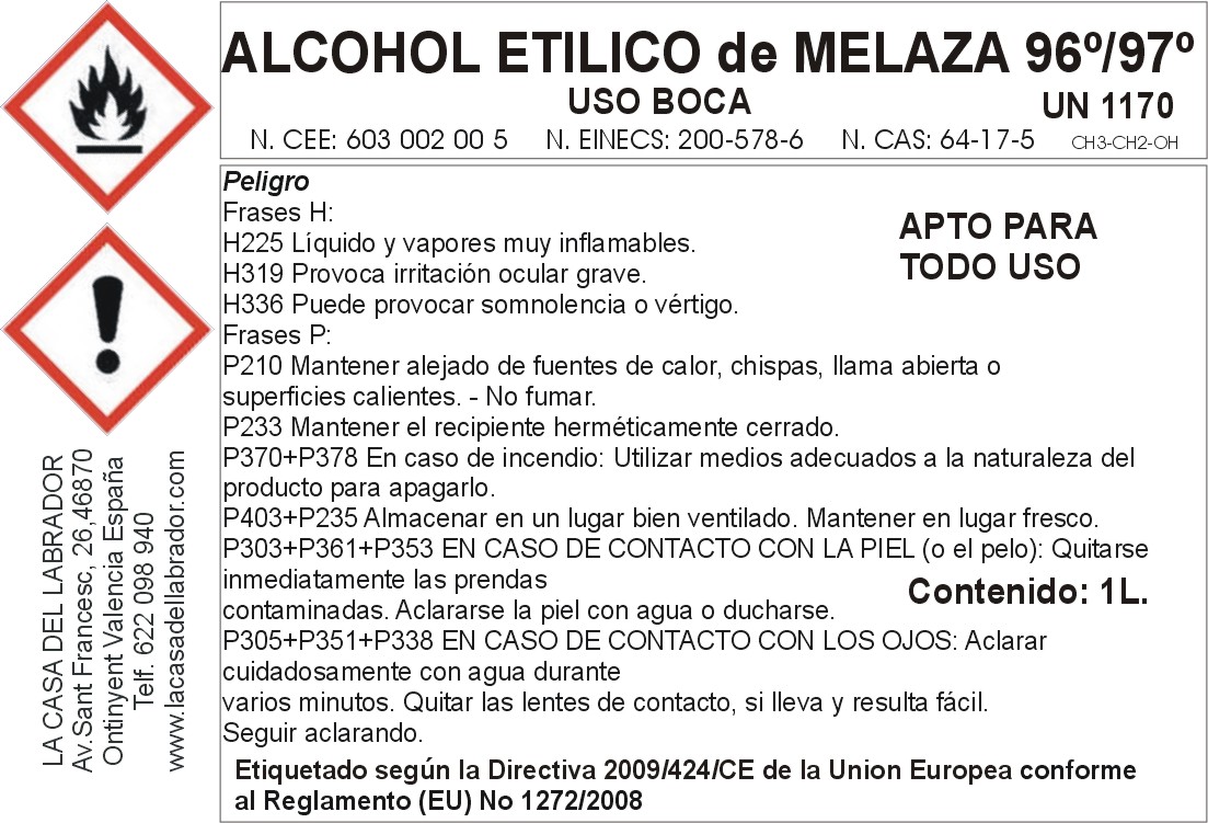 Perfumes gilca - ALCOHOL ETÍLICO 96º USO DE BOCA.