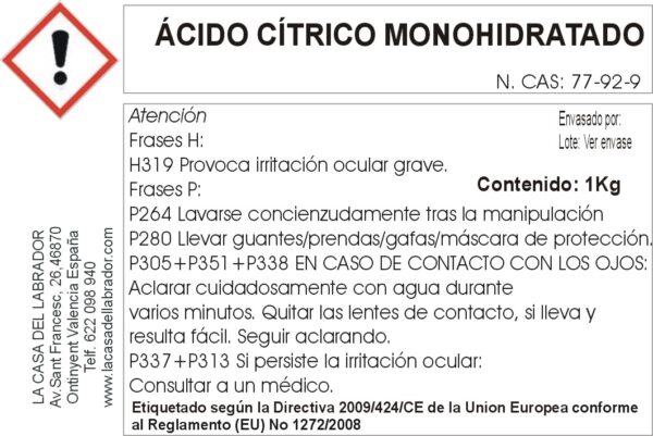 08C Ref.10206V (Etiqueta Acido Citrico Monohidratado) – Imprimible
